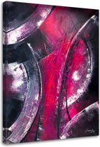 Trend24 - Canvas Schilderij - Zilveren Cirkels - Schilderijen - Abstract - 70x100x2 cm - Roze