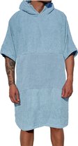 HOMELEVEL Poncho de surf pour femmes et hommes 100% coton Poncho de plage Poncho de bain Serviette de plage Cape Serviette de bain en tissu éponge avec capuche - Bleu clair - Taille S/M