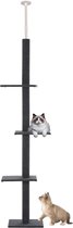 Krabpaal in hoogte verstelbaar - Kattenkrabpaal - Krabpaal voor katten - Kattenspeeltjes - Katten - Grijs - 43L x 27B x 228-260H cm