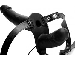 Power Pegger Dubbele Strap-On Vibrator - Zwart