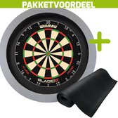 Winmau Blade 6 Triple Core + Rubberen Dartmat 120*250 + Dartbordverlichting Basic (Grijs)