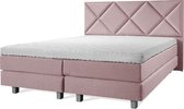 Luxe Boxspring 140x210 Compleet Oude Roze ruiten
