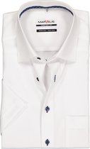MARVELIS Comfort Fit overhemd - korte mouw - wit structuur (contrast) - Strijkvrij - Boordmaat: 41