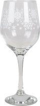 Clayre & Eef Wijnglas Ø 8*21 cm / 375 ml Transparant Glas sneeuwklokjes Wijnkelk Rode Wijn Glas Drinkglas