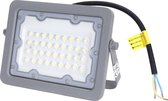 LED Bouwlamp - Igna Zuino - 30 Watt - Helder/Koud Wit 6500K - Waterdicht IP65 - Kantelbaar - Mat Grijs - Aluminium