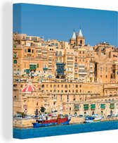 Canvas Schilderij Stad van Valletta Malta - 90x90 cm - Wanddecoratie