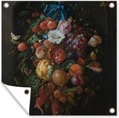 Tuinposters Festoen van vruchten en bloemen - Schilderij van Jan Davidsz. de Heem - 50x50 cm - Tuindoek - Buitenposter