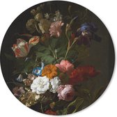 Muismat - Mousepad - Rond - Vaas met bloemen - Schilderij van Rachel Ruysch - 20x20 cm - Ronde muismat
