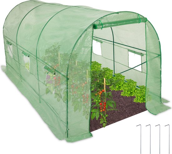 serre tunnel Relaxdays feuille - grande serre de jardin - serre tomate 2x4  m - serre... | bol