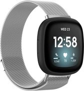 Milanees Smartwatch bandje - Geschikt voor Fitbit Sense Milanese band - zilver - Maat: S - Strap-it Horlogeband / Polsband / Armband