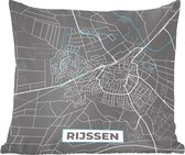 Coussins décoratifs - Oreillers Coussins décoratifs - Plan de la ville - Rijssen - Grijs - Blauw - Plan