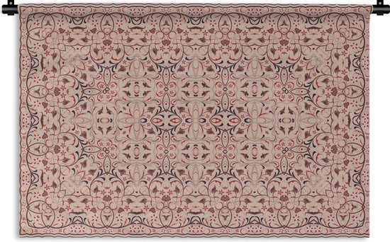 Wandkleed - Mandala - Vintage - Design - Roze - Wanddoek - Wandkleden voor binnen - Wandtapijt - Tapestry - Wanddecoratie woonkamer - 60x40 cm - Woondecoratie - Katoen - Muurdoek - Muurdecoratie - Muurkleed
