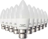 B22 LED-lamp 6W 220V C37 180 ° (10 stuks) - Warm wit licht - Kunststof - Pack de 10 - Wit Chaud 2300k - 3500k - SILUMEN