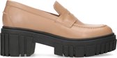 Sacha - Dames - Beige leren loafers met zwarte zool - Maat 38