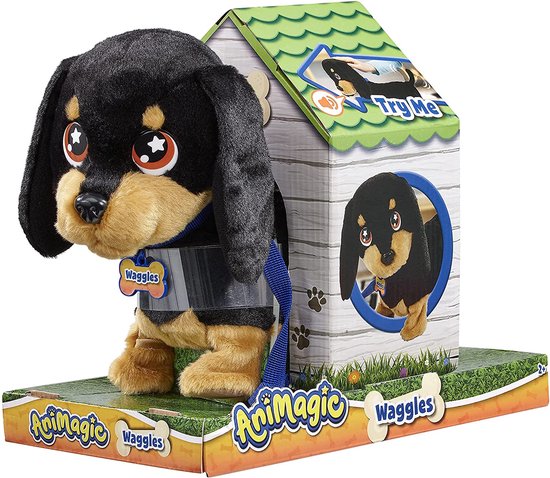 Animagic Waggles Knuffel Hond - Interactieve knuffel