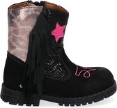 Bunnies JR 221788-589 Meisjes Cowboy Boots - Zwart/Roze - Leer - Ritssluiting