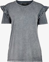 TwoDay dames T-shirt met ruches - Grijs - Maat XL