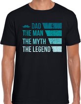 Dad the man the myth the legend t-shirt voor heren - zwart - verjaardag / vaderdag - cadeau shirt M