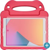 Cazy iPad 2021/2020 hoes Kinderen - 10.2 inch - Kids proof back cover - Draagbare tablet kinderhoes met handvat - Met Screenprotector – Rood