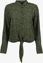 TwoDay geknoopte dames blouse met panterprint - Groen - Maat 3XL