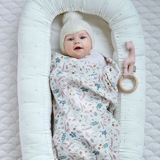 Camcam hydrofiele doek of swaddle Pressed Leaves- roze van Camcam — afbeelding 2