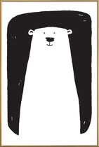 JUNIQE - Poster met kunststof lijst Bear -40x60 /Wit & Zwart