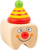 melktanddoosje Clown hout 5 cm blank/rood