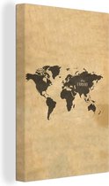 Wanddecoratie Wereldkaart - Retro - Quotes - Canvas - 20x30 cm