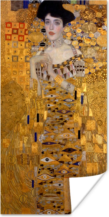 Poster Portret van Adèle Bloch-Bauer I - Schilderij van Gustav Klimt - 75x150 cm