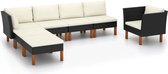 7-delige Loungeset poly rattan en eucalyptushout zwart