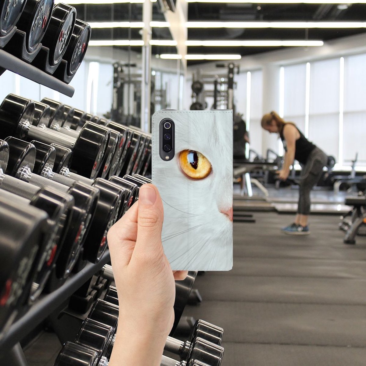 Xiaomi Mi 9 Hoesje maken Witte Kat