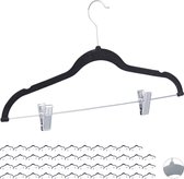 Relaxdays 48x kledinghanger met clips - fluweel - klerenhanger – broekhangers