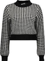 Jacqueline de Yong Trui Jdymoss L/s Jacqaurd Pullover Knt 15253026 Blach/w Cloud Da Dames Maat - XS