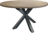 Zwarte eikenhouten tafel met facetrand - slank u-poot onderstel - extra dik blad