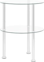 Bijzettafel 2-laags 38 cm gehard glas transparant