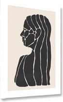 Akoestische panelen - Geluidsisolatie - Akoestische wandpanelen - Akoestisch schilderij AcousticBudget® - paneel met surrealistische gezichtslijn tekening - design 59 - 90x60 - Wan