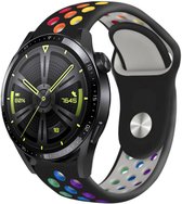 Strap-it Siliconen sport bandje - geschikt voor Huawei Watch GT / GT 2 / GT 3 / GT 3 Pro 46mm / GT 2 Pro / GT Runner / Watch 3 & 3 Pro - zwart/kleurrijk