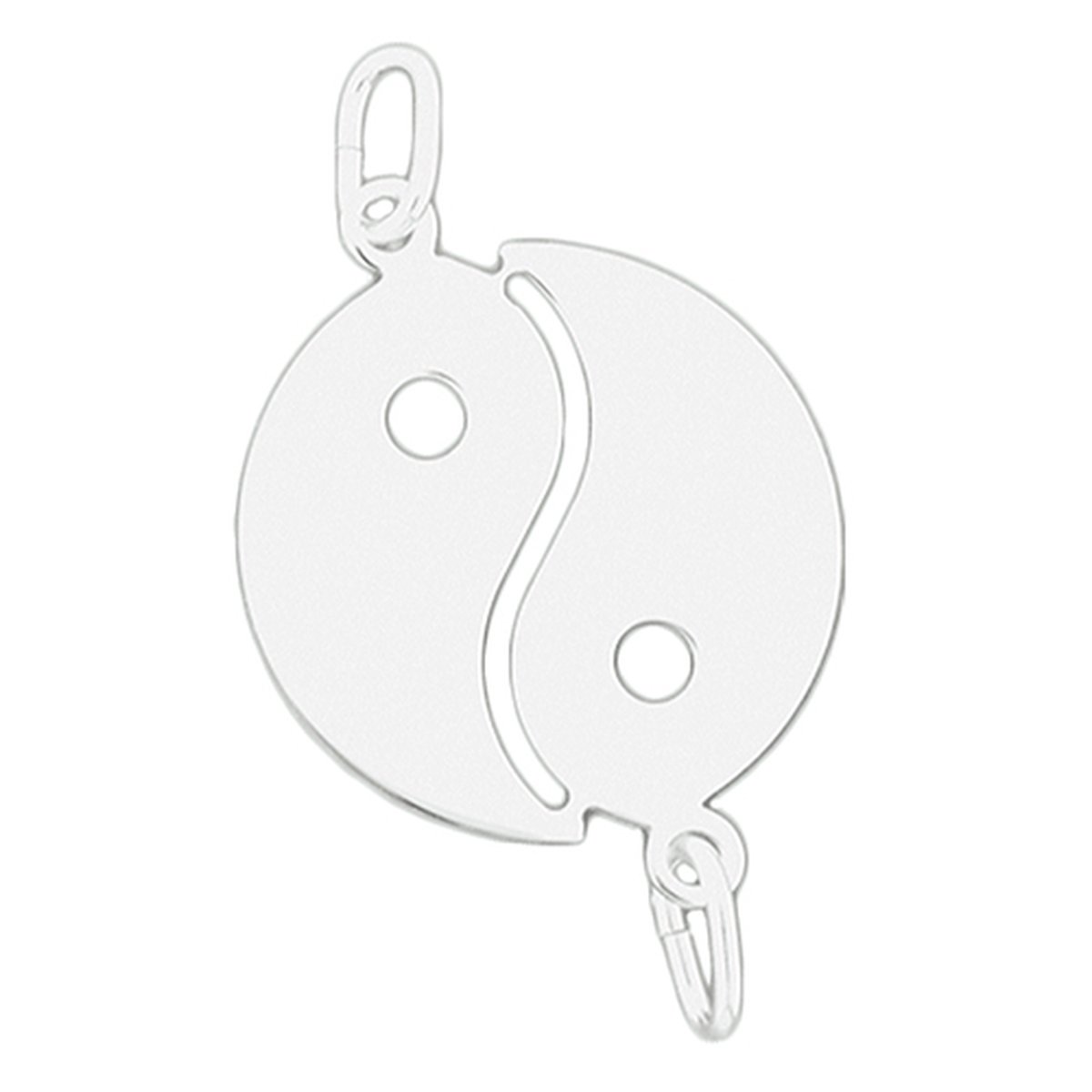 Vriendschapshartje® - Yin Yang - echt zilveren BFF ketting voor 2 - best friends hanger met 2 zilveren Jasseron kettingen 50cm 1mm