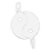 Vriendschapshartje® - Yin Yang - echt zilveren BFF ketting voor 2 - best friends hanger met 2 zilveren Jasseron kettingen 50cm 1mm