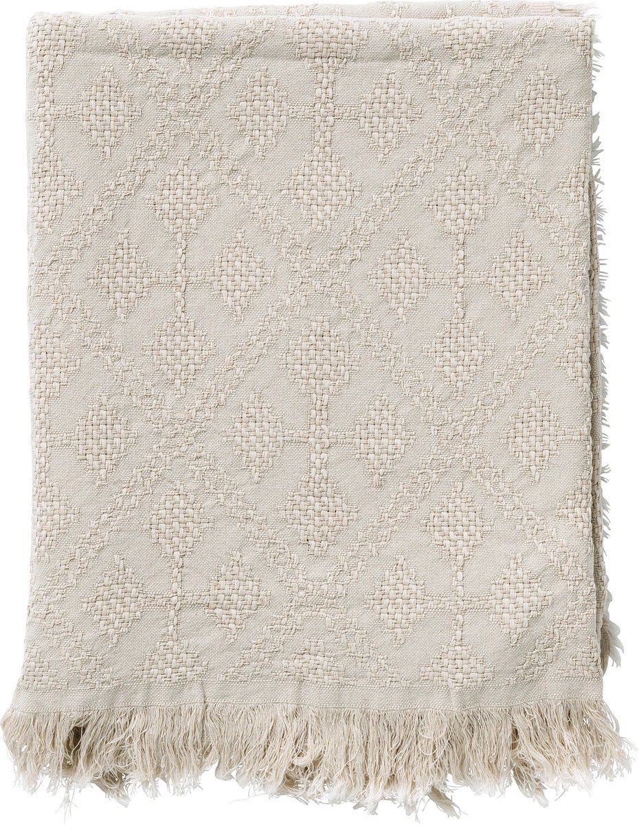 Dutch Decor - BELLE - Plaid 130x180 cm - 100% katoen - geweven patroon - Pumice Stone - beige