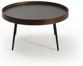Woonkamertafel - Walnoot en zwart - - L 80 x D 80 x H 40 cm - ROSA