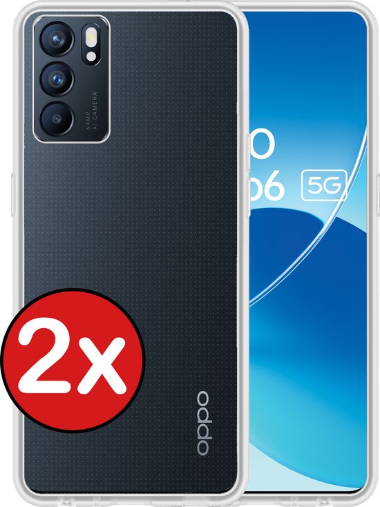 Coque Oppo Reno 6 Coque en Siliconen Transparente - Coque Oppo Reno 6 Transparente - Coque Oppo Reno 6 Coque Housse - 2 PACK