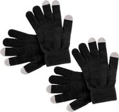 2x paar touchscreen smartphone handschoenen zwart voor volwassenen