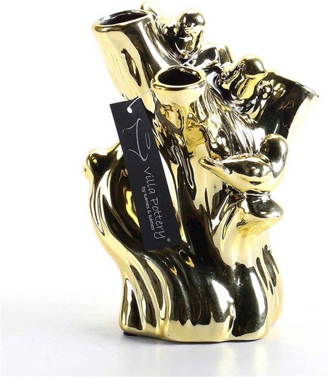 Villa Pottery Vaas Domingo 14x11x18 Hoog Bloemenvaas Goud