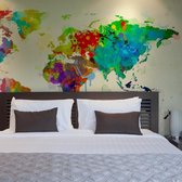 Fotobehang - Paint splashes map of the World.