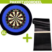 Winmau Blade 6 + Rubberen Dartmat 120*300 incl oche + Dartbordverlichting Deluxe XL (Blauw - Zwart)