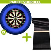 Mission Samurai 2 + Rubberen Dartmat 120*300 incl oche + Dartbordverlichting Deluxe XL (Blauw)