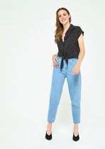 LOLALIZA Geknoopte blouse met stippen - Zwart - Maat 36