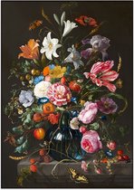 Akoestisch schilderij - EASYphoto  -  Jan Davidsz de Heem - Stilleven met bloemen in een blauwe vaas - Akoestisch fotopaneel - Akoestisch wandpaneel - Geluidsabsorberend - Esthetis