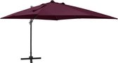 vidaXL Zweefparasol met paal en LED-verlichting 300 cm bordeauxrood